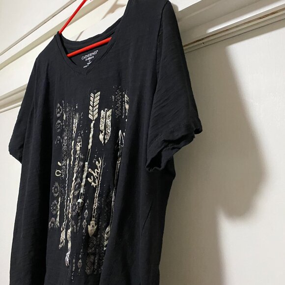 #12 Catherines black tunic/tee w/the words "Show me the many", size 1X - Picture 5 of 10